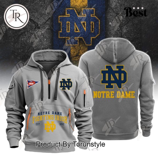 NCAA Notre Dame Fighting Irish EST 1842 Quarter Zip Hoodie – Grey