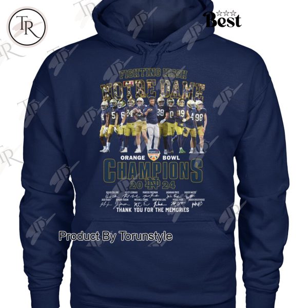 NCAA Notre Dame Football Orange Bowl Champions 2024 Thank You For The Memories T-Shirt