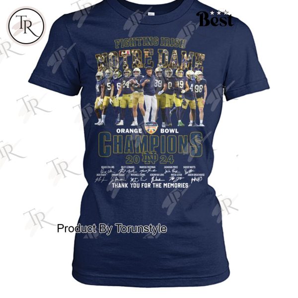 NCAA Notre Dame Football Orange Bowl Champions 2024 Thank You For The Memories T-Shirt