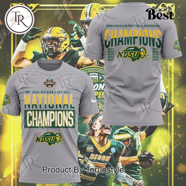 North Dakota State Bison NCAA 2024 NCAA Division I Football National Champions Hoodie – Grey