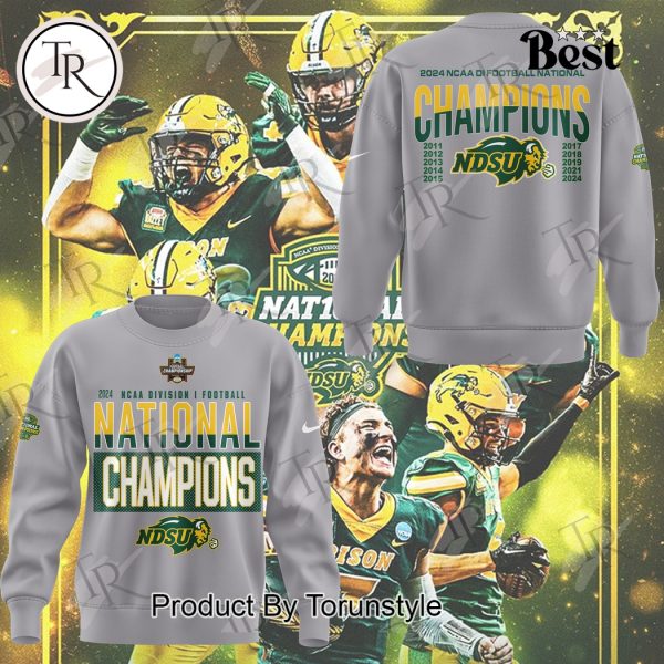 North Dakota State Bison NCAA 2024 NCAA Division I Football National Champions Hoodie – Grey