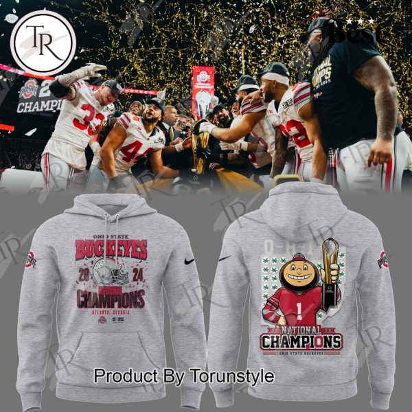 Ohio State Buckeyes 20 National 24 Champions Hoodie – Grey