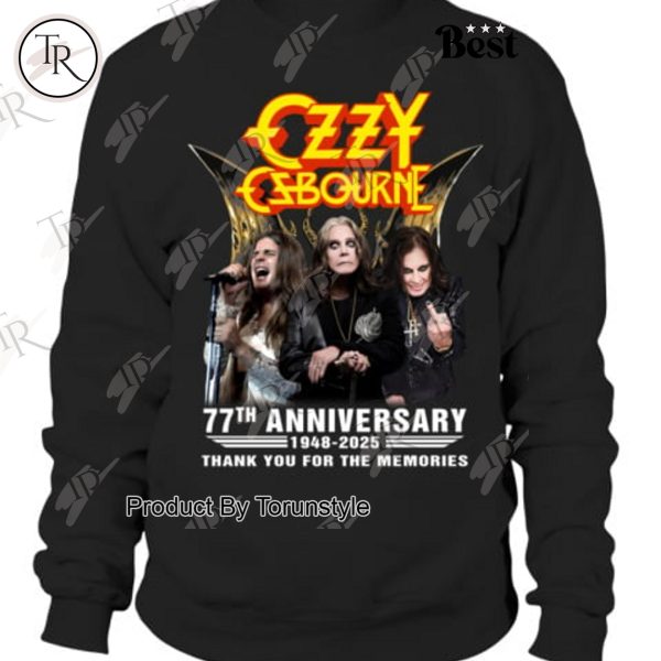 Ozzy Osbourne 77th Anniversary 1948-2025 Thank You For The Memories T-Shirt