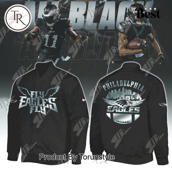 Philadelphia Eagles NFL Fly Eagles Fly All Black Baseball Jersey