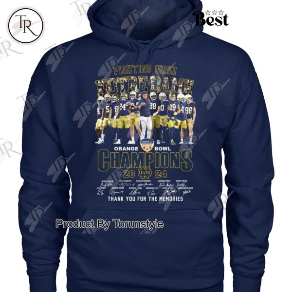 NCAA Notre Dame Fighting Irish 2024 Orange Bowl Champions Thank You For The Memories T-Shirt