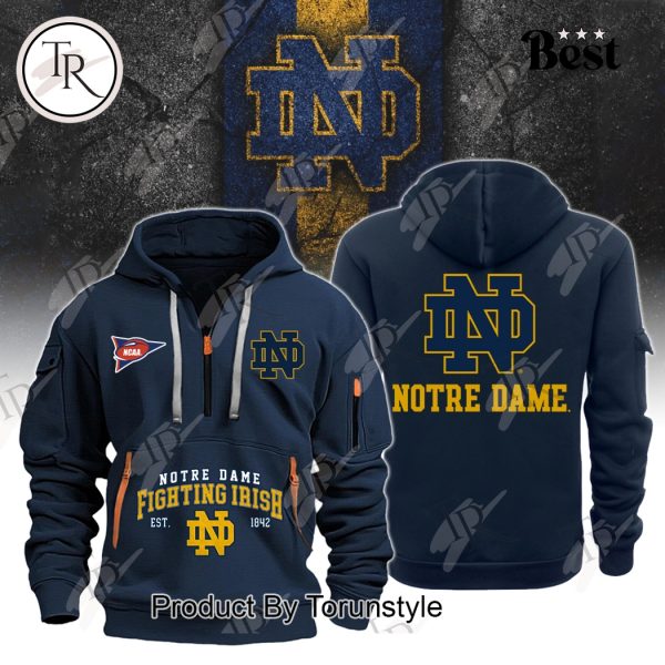 NCAA Notre Dame Fighting Irish EST 1842 Quarter Zip Hoodie – Blue