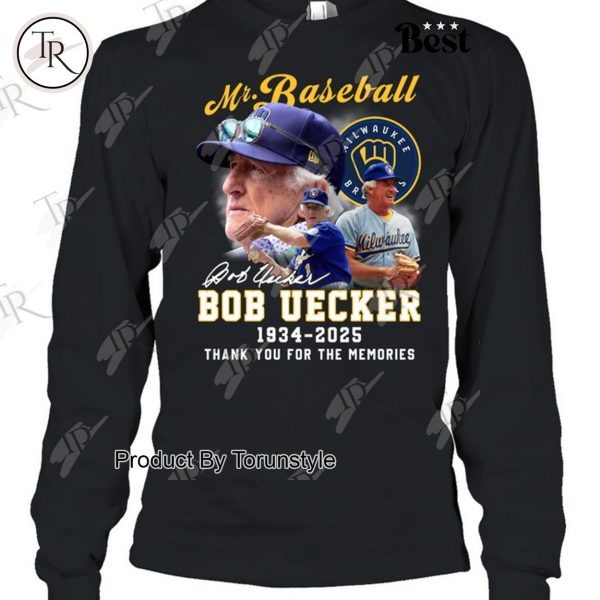 Mr.Baseball Bob Uecker X Milwaukee Brewers MLB 1934-2025 Thank You For The Memories T-Shirt