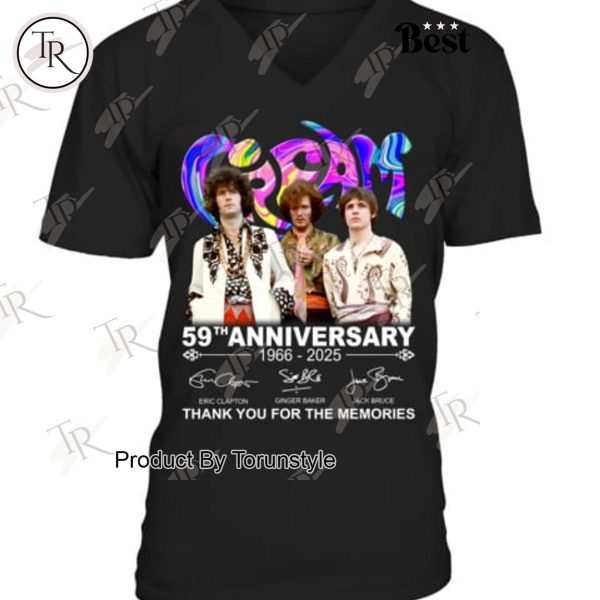 Cream 59th Anniversary 1966-2025 Thank You For The Memories T-Shirt