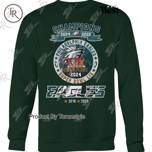 2024-2025 Super Bowl LIX Champions Philadelphia Eagles 2 Times 2018-2024 Limited Design T-Shirt