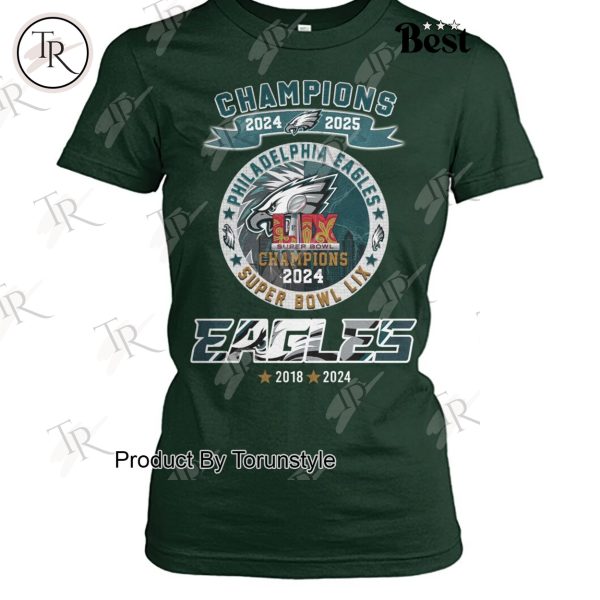 2024-2025 Super Bowl LIX Champions Philadelphia Eagles 2 Times 2018-2024 Limited Design T-Shirt