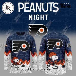 Philadelphia Flyers Peanuts Night 2025 75th Anniversary Hockey Jersey – Blue