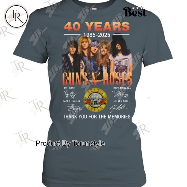 40 Years 1985-2025 Guns N’ Roses Thank You For The Memories T-Shirt