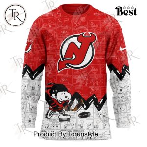 New Jersey Devils Peanuts Night 75th Anniversary Red Limited Edition Hockey Jersey