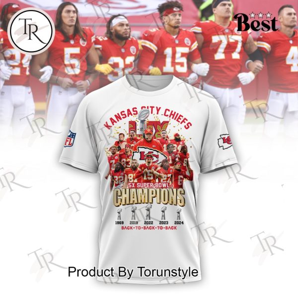 Kansas City Chiefs 5X Super Bowl Champions Back To Back To Back Hoodie – White