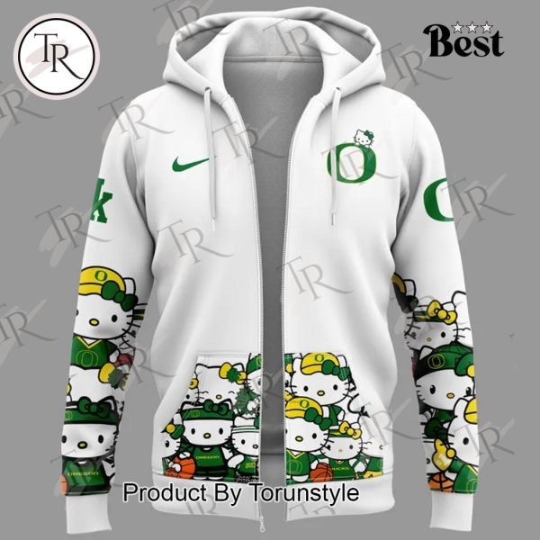 Oregon Ducks Women’s Basketball Hello Kitty Night New Edition 2025 Hoodie – White