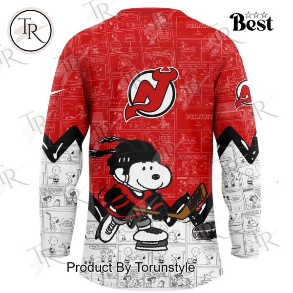 New Jersey Devils Peanuts Night 75th Anniversary Red Limited Edition Hockey Jersey