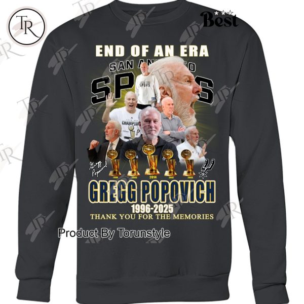 End Of An Era San Antonio Spurs x Gregg Popovich 1996-2025 Thank You For The Memories T-Shirt