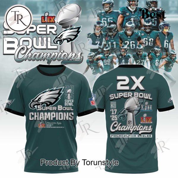 2X Super Bowl Champions LII And LIX Philadelphia Eagles Limited Edition Hoodie – Blue