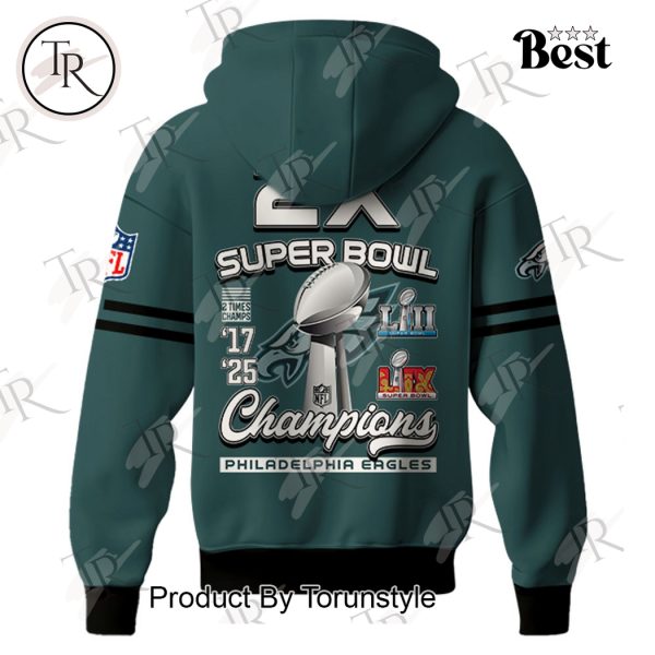 2X Super Bowl Champions LII And LIX Philadelphia Eagles Limited Edition Hoodie – Blue