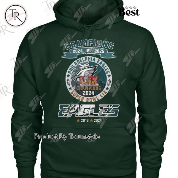 2024-2025 Super Bowl LIX Champions Philadelphia Eagles 2 Times 2018-2024 Limited Design T-Shirt