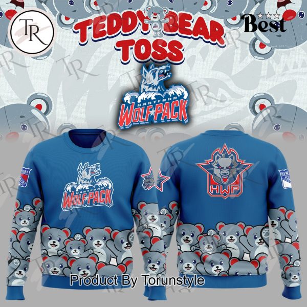 Hartford Wolf Pack Teddy Bear Toss 2025 Limited Edition Hoodie – Blue