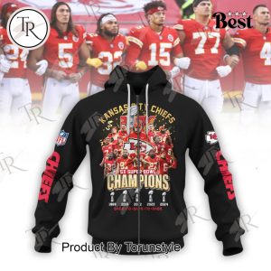 Kansas City Chiefs 5X Super Bowl Champions Back To Back To Back Hoodie – Black