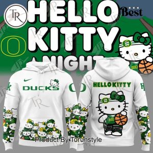 Oregon Ducks Women’s Basketball Hello Kitty Night New Edition 2025 Hoodie – White