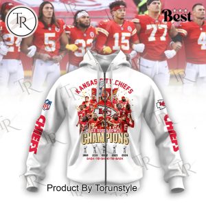 Kansas City Chiefs 5X Super Bowl Champions Back To Back To Back Hoodie – White