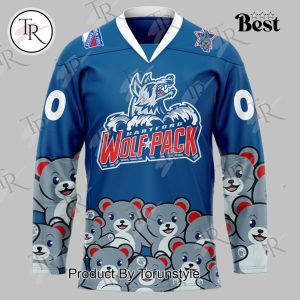 Hartford Wolf Pack Teddy Bear Toss 2025 Custom Name Limited Edition Hockey Jersey – Blue