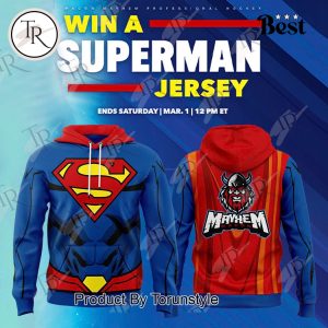 Macon Mayhem Win A Superman 2025 Special Edition Custom Name Hockey Jersey