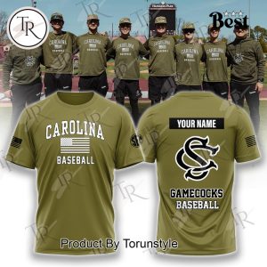 South Carolina Gamecocks Baseball Salute To Service 2025 Custom Name Hoodie