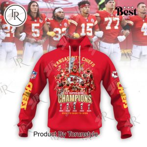 Kansas City Chiefs 5X Super Bowl Champions Back To Back To Back Hoodie – Red