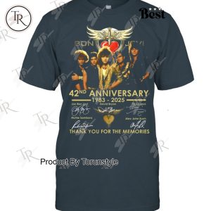 Bon Jovi 42nd Anniversary 1983-2025 Thank You For The Memories -T-Shirt