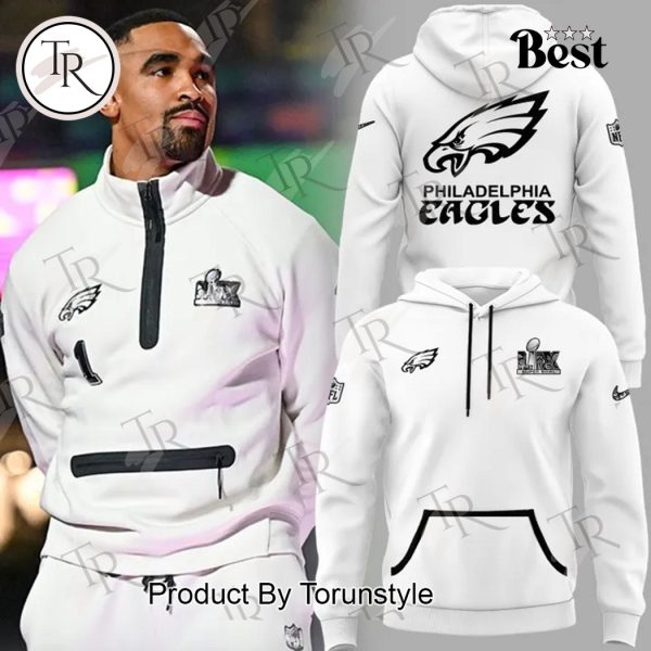 LIX Super Bowl Philadelphia Eagles White Design 2025 Hoodie