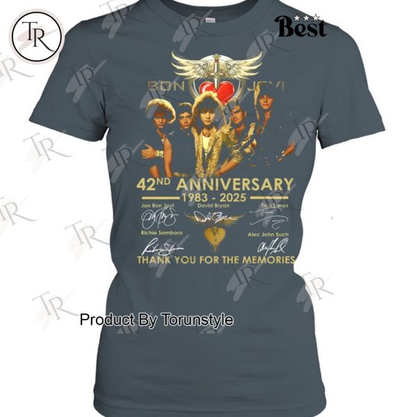 Bon Jovi 42nd Anniversary 1983-2025 Thank You For The Memories -T-Shirt