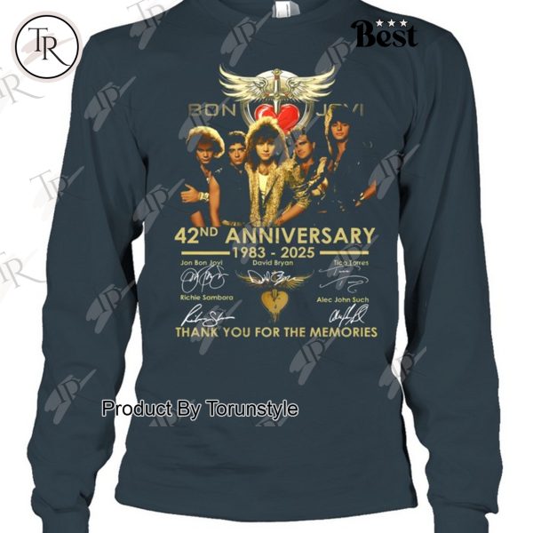 Bon Jovi 42nd Anniversary 1983-2025 Thank You For The Memories -T-Shirt