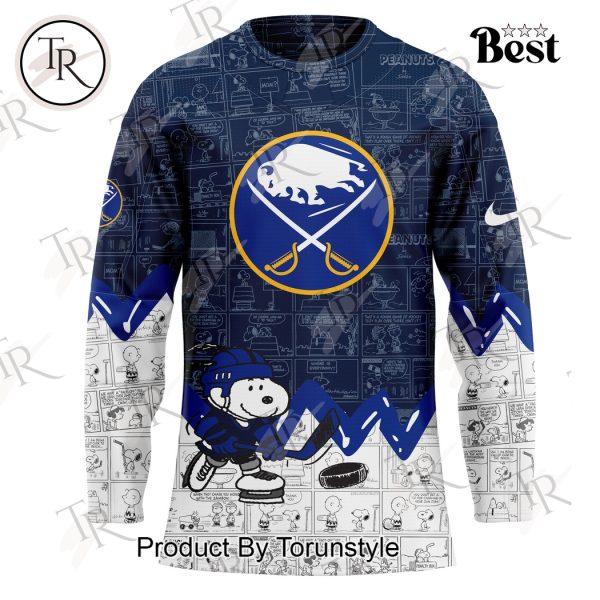 Buffalo Sabres Peanuts Night 75th Anniversary Hockey Jersey – Dark Blue