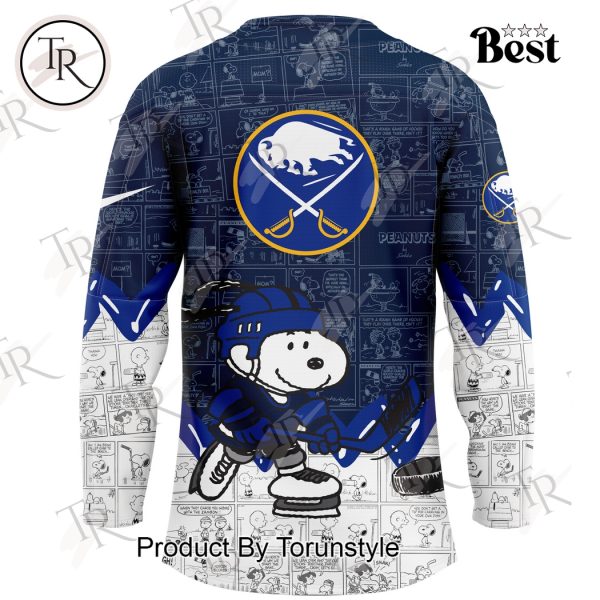 Buffalo Sabres Peanuts Night 75th Anniversary Hockey Jersey – Dark Blue