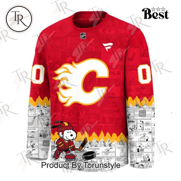 Calgary Flames Peanuts Night 75th Anniversary Custom Name Limited Edition Hockey Jersey