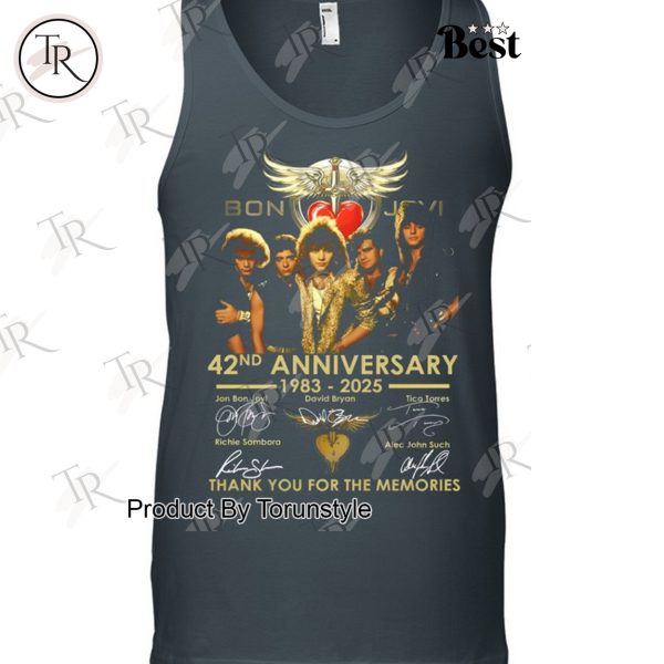 Bon Jovi 42nd Anniversary 1983-2025 Thank You For The Memories -T-Shirt