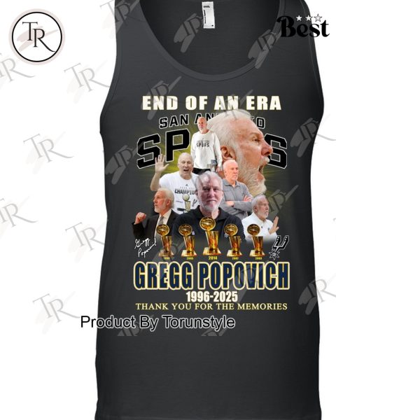 End Of An Era San Antonio Spurs x Gregg Popovich 1996-2025 Thank You For The Memories T-Shirt