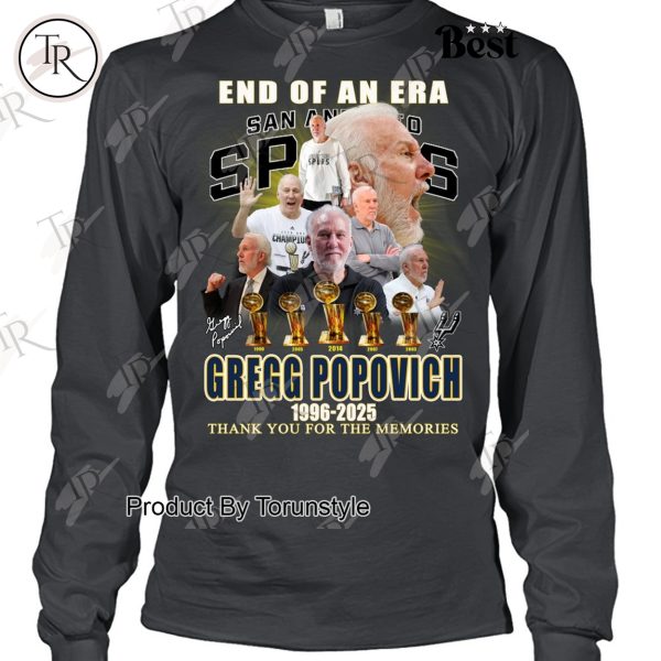 End Of An Era San Antonio Spurs x Gregg Popovich 1996-2025 Thank You For The Memories T-Shirt