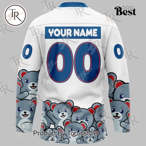 Hartford Wolf Pack Teddy Bear Toss 2025 Custom Name Limited Edition Hockey Jersey – White