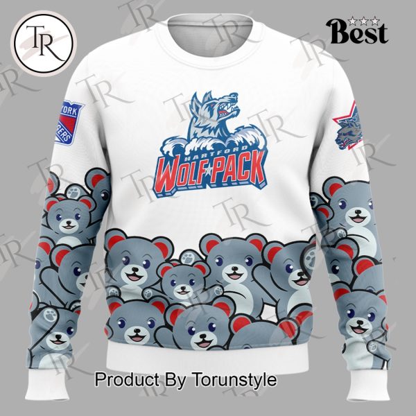 Hartford Wolf Pack Teddy Bear Toss 2025 Limited Edition Hoodie – White