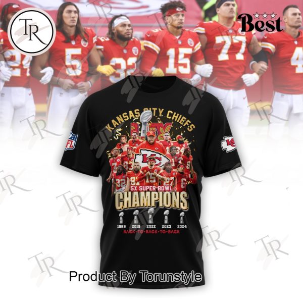 Kansas City Chiefs 5X Super Bowl Champions Back To Back To Back Hoodie – Black