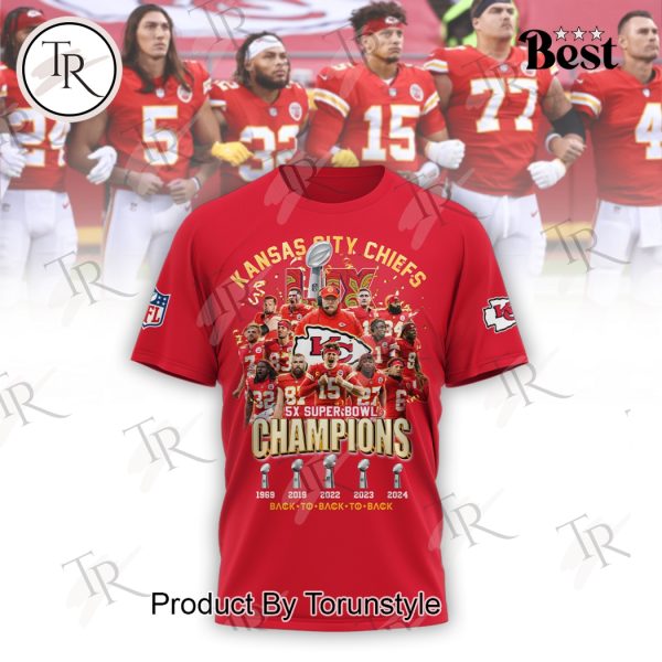 Kansas City Chiefs 5X Super Bowl Champions Back To Back To Back Hoodie – Red