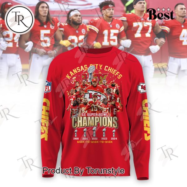 Kansas City Chiefs 5X Super Bowl Champions Back To Back To Back Hoodie – Red