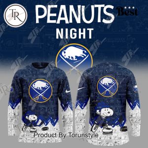 Buffalo Sabres Peanuts Night 75th Anniversary Hockey Jersey – Dark Blue