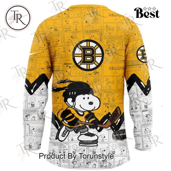 Boston Bruins Peanuts Night 2025 75th Anniversary Hockey Jersey