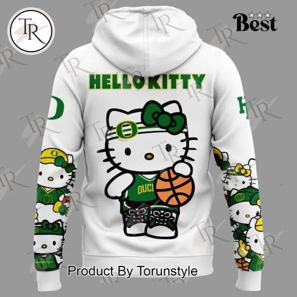 Oregon Ducks Women’s Basketball Hello Kitty Night New Edition 2025 Hoodie – White